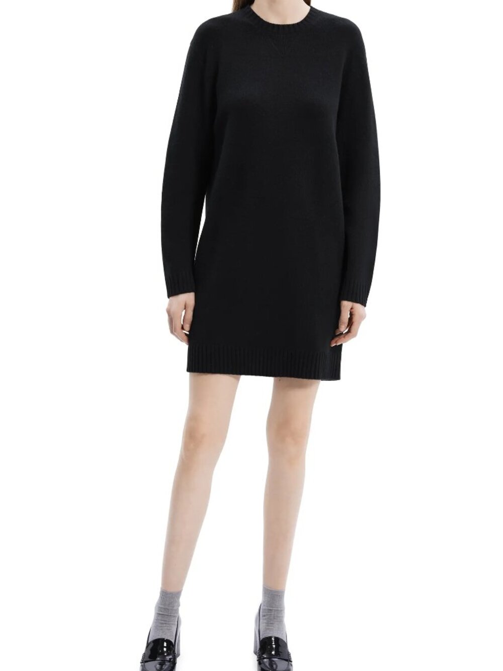 Theory Wool & Cashmere Black Felted Sweater Dress